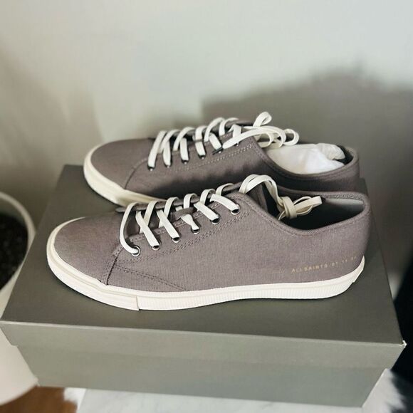 ALL SAINTS Theo Canvas Sneaker Tennis Shoe, Charcoal Gray, Size 10, NWT - Picture 6 of 16